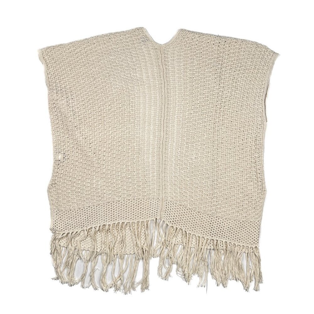 torrid Cream Ruana Soft Knitted Wrap Shawl Kimono Boho Fringe Trim Size‎ 1- NWOT - Picture 3 of 7